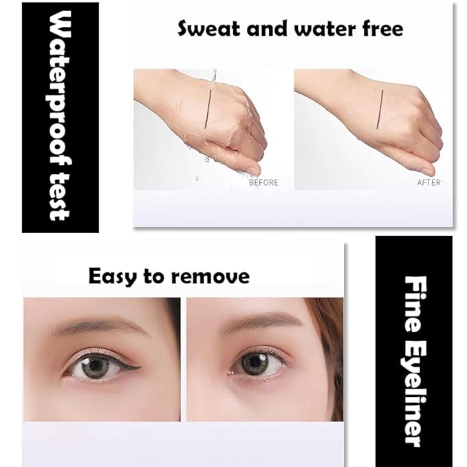 8 Pcs Double-Side Black Liquid Eyeliner Stamp Pens Set,Triangle Wing Eye Tail Cat Eye Stamp Makeup, Long Lasting Liquid Eye Liner,Waterproof & Smudgeproof Makeup (Black-2)