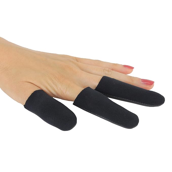 JATAI Heat Shield, Professional High Heat Resistant Finger Protection Guards for Curling & Flat Irons, Wands, Blow Dryers (M/L - Thumb Wider Than 3/4" (2cm), Black, 3 Count