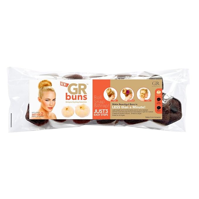 Buns 2 Pieces Magic Hair Styling Styler Twist Ring Former Shaper Doughnut Donut Chignon Bun Maker Clip Hair Curler Accessory Small & Large (Brown)