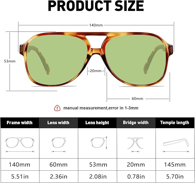 YDAOWKN Retro Aviator Sunglasses for Women Mens Large Frame Classic Vintage 70s Sun Glasses Aviators