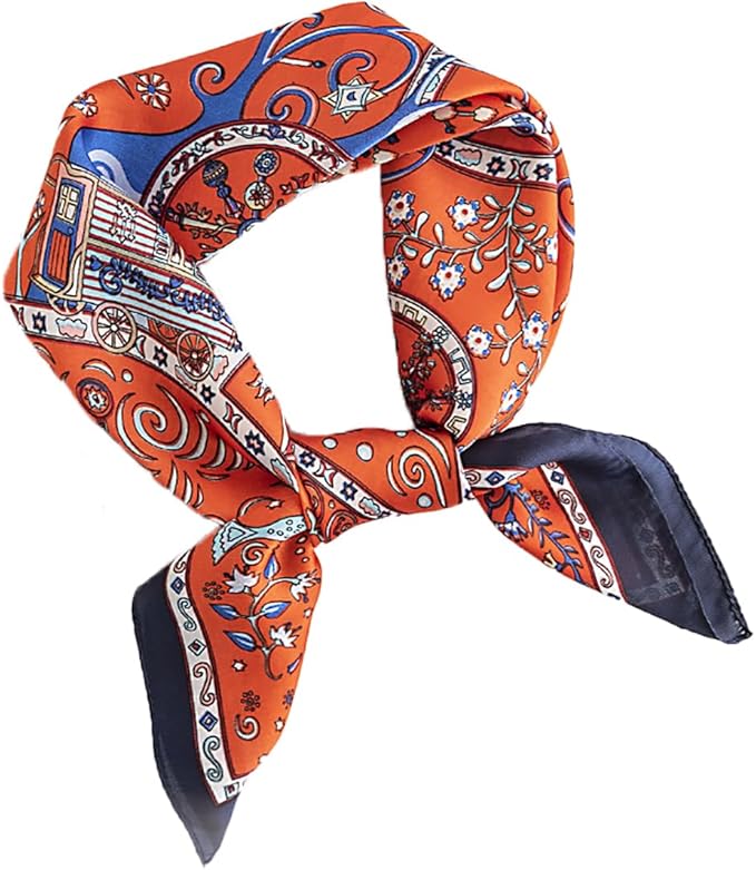 MINIDORA Satin Scarves for Women 27.5 × 27.5 inches Medium Square Elegant Silk Feeling Head Scarf