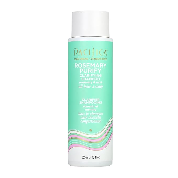 Pacifica Clarifying Shampoo – Rosemary Purify Invigorating Shampoo w/Soothing Mint for Detoxing Hair & Scalp Build-Up, Sulfate & Silicone Free - Vegan & Cruelty-Free Dermatologist Tested