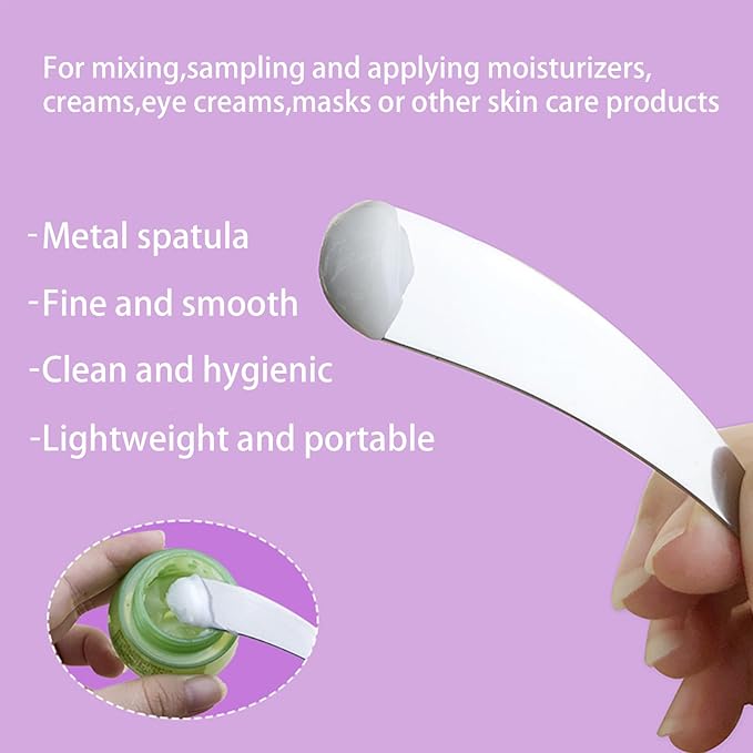 8 Pcs Mini Metal Cosmetic Spatulas,Reusable Cosmetic Cream Spatulas Spoon,Skincare Spatula Mixing and Sampling Makeup Cosmetic Beauty Tools,Practical Beauty Accessories (Silver)