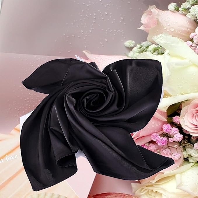 35 x 35 Women's Fashion Pattern Large Square Silk Like Hair Scarf Head Sleeping Wrap Satin Neck Bandana for Gift…