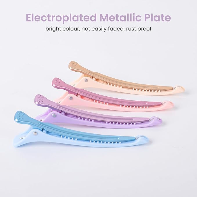 AIMIKE Hair Clips for Styling Sectioning, Anti-Slip No-Crease Duck Billed Hair Clips with Silicone Band, Colorful Hair Roller Clips, Salon and Self Hair Cutting Clips for Hairdresser, Women