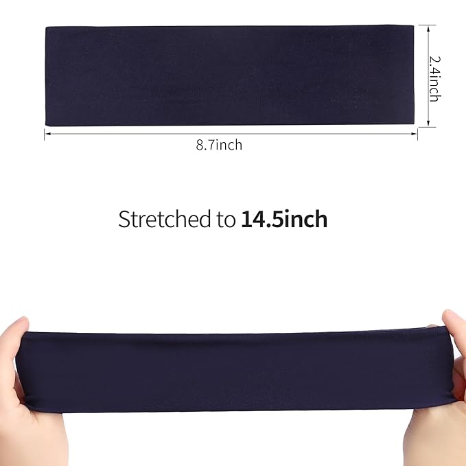 8 Pack Sport Headbands for Women, Elastic Soft Fabric Non-Slip Hair Bands Hair Warp for Daily Workout Yoga Running Sports, Combo 10