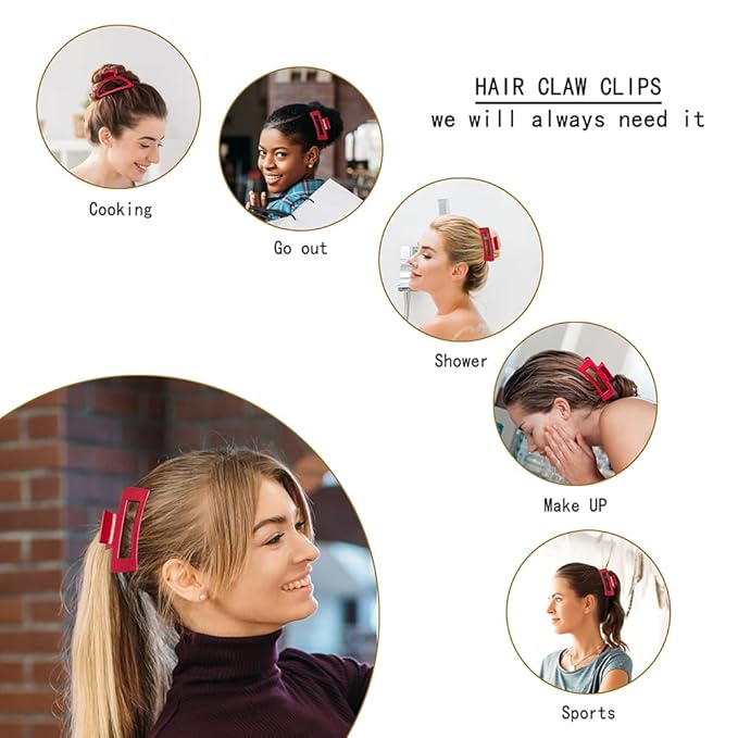 Hair Claw Clips for Women and Girls,4PCS Large Medium and Small Fit Thin Hair and Thick Hair,Strong Hold Jaw Clips for Femal Hair Styling Accessories