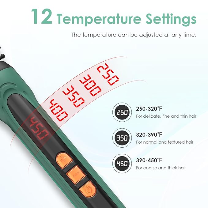 3/4 Inch Barrel Thermal Round Brush, Volume Heat Styling Brush for Men and Women Medium Thin Curly Straight Hair, Heated Curling Iron,12 Temperature Setting (1.35 Inch with Bristles)