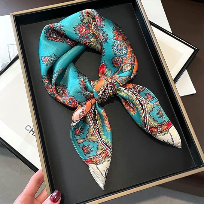 100% Pure Mulberry Silk Scarfs 26"x26" Square Scarf Women Neckerchief Headscarf hair scarf bandana Gift Packed