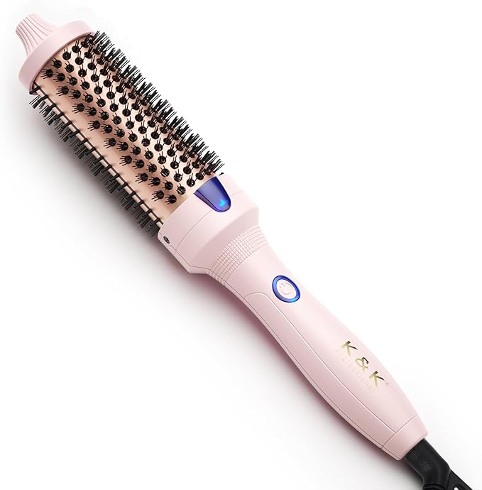 K&K 1.5 Inch Ceramic Tourmaline Ionic Curling Brush Volumizer - Hot Brush Creates Root Volume & Loose Curls, Volume Curls, Hair Styling Tool