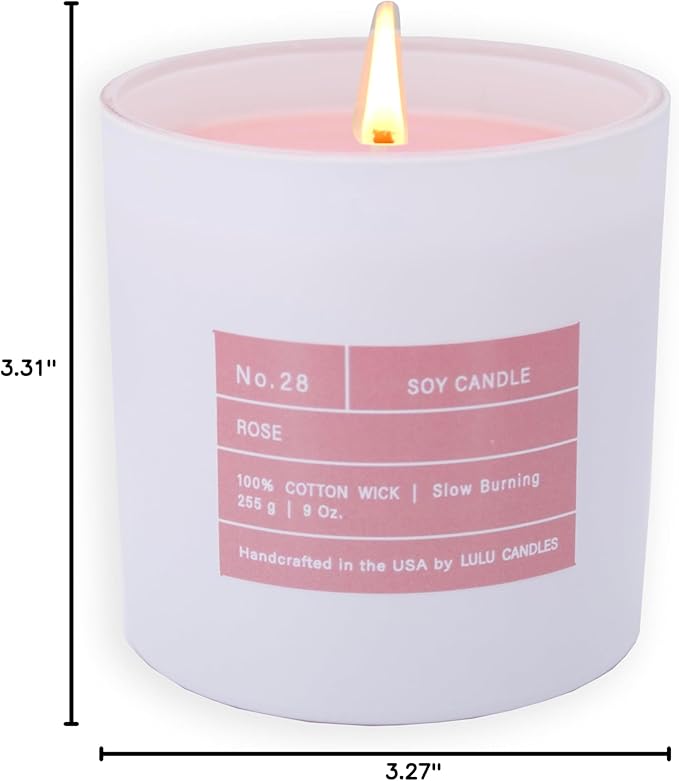 Lulu Candles | Smells Like Roses | Luxury Scented Soy Jar Candle | Hand Poured in The USA | Highly Scented & Long Lasting (9 Oz. Limited Edition)
