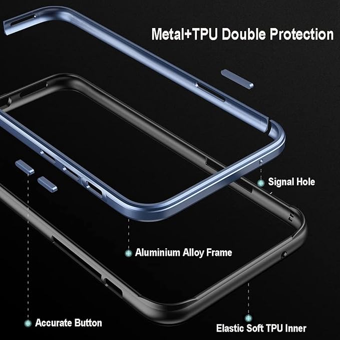 for iPhone 16 Pro Max Bumper Case Metal, Aluminum Alloy + TPU Bumper Frame Slim Fit No Back Design Excellent Heat Dissipation Compatible with MagSafe 4 Corner Raised Shockproof (Black)