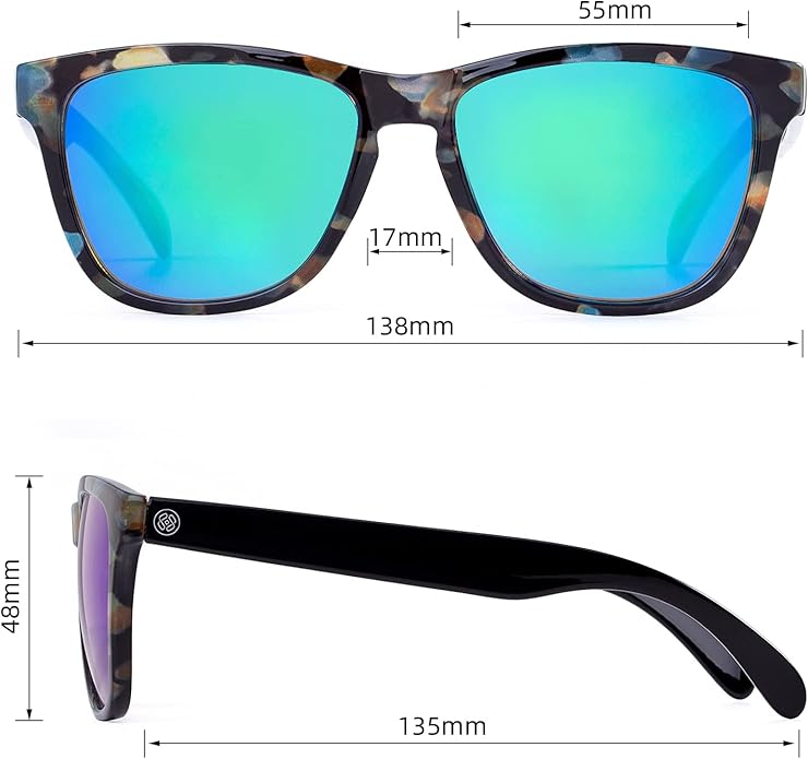 COLOSSEIN Sunglasses Womens,Classic Square Frame UV400 Mirrored Lens,Sunglasses Fit For Beach,Vacation,Driving