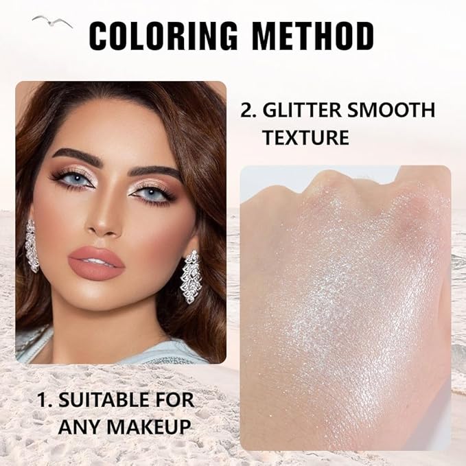evpct Pear White Shimmer Single Eye shadow Palette Makeup for Older Women, Glitter Sparkly Cream Eye Shadow Palette Brightener for Older Women, High Pigment Waterproof Monochrome Mini Eyeshadow