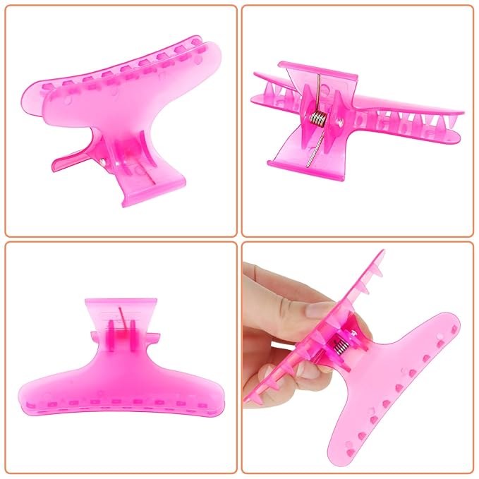 Ondder 12 Pcs Multicolor Butterfly Hair Clips for Styling Sectioning Pro Salon Butterfly Plastic Claw Clips Styling Clip Barber Clips for Cutting, Coloring Hair, Hair Accessories for Women Girls