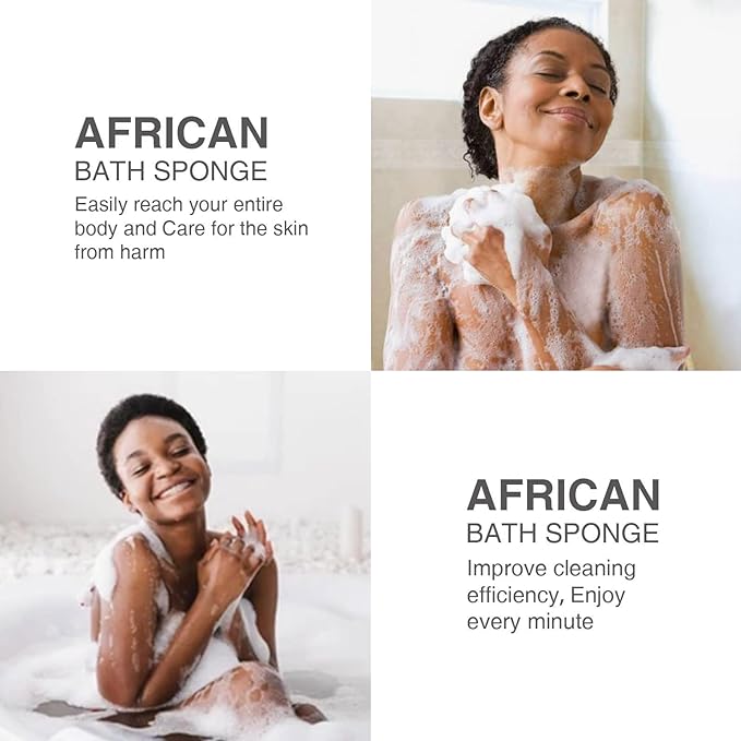 3 Pieces African Bath Sponge African Net Long Net Bath Sponge Exfoliating Shower Body Scrubber Back Scrubber Skin Smoother,Great for Daily Use (Brown, Blue, Purple)