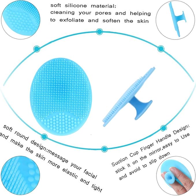 3 Pcs Lip Scrub Brush with Silicone Facial Cleansing Brush,2 Pcs Face Scrubber Gentle Exfoliating,Removing Blackhead,Massaging
