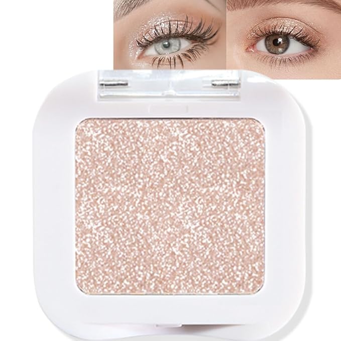evpct Glitter Shimmer Sparkle Eyeshadow Palette Makeup for Green Blue Eyes, Pearl White silver Glitter Shimmer Metallic Holographic Multichrome Cream Single Monochrome Iridescent Eye Shadow Makeup