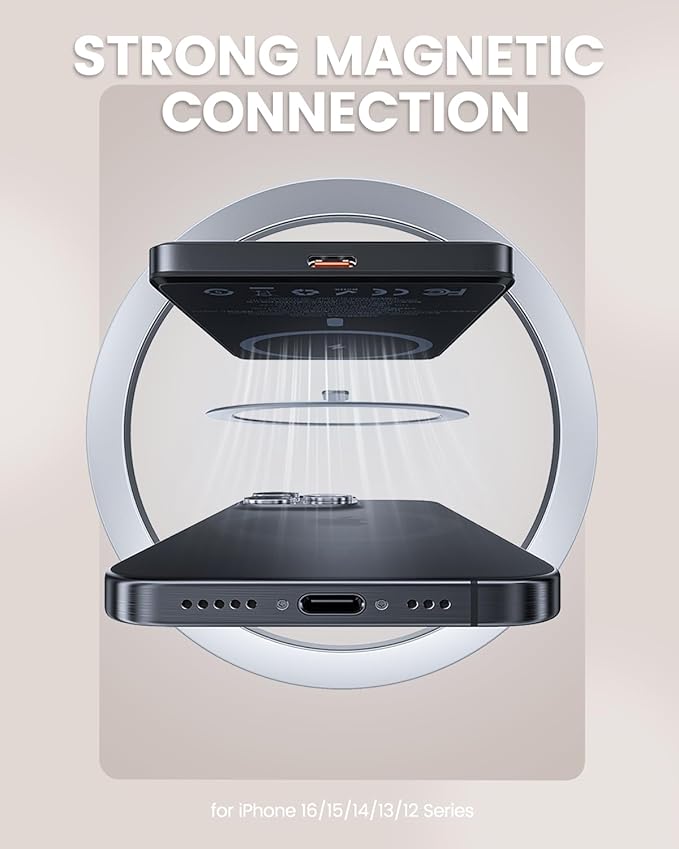 Magnetic Battery Pack Compatible with Magsafe,5000 mAh Portable Power Bank, Wireless Charging with Type C Input Output Ultra Slim for iPhone 16/15/14/13/12/ All Series, Veggie HotPot Party