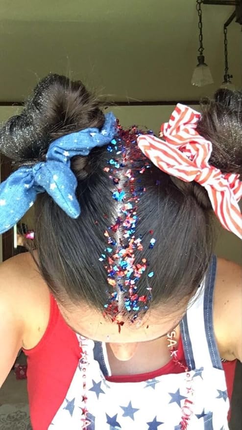 Red White and Blue Face Body Glitter, 4th of July Outfits for Women Girls USA Flag Pride Hair Body Face Glitter Gel Sequins, Fourth of July Accessories for Independence Day Celebrations (3pc USA)