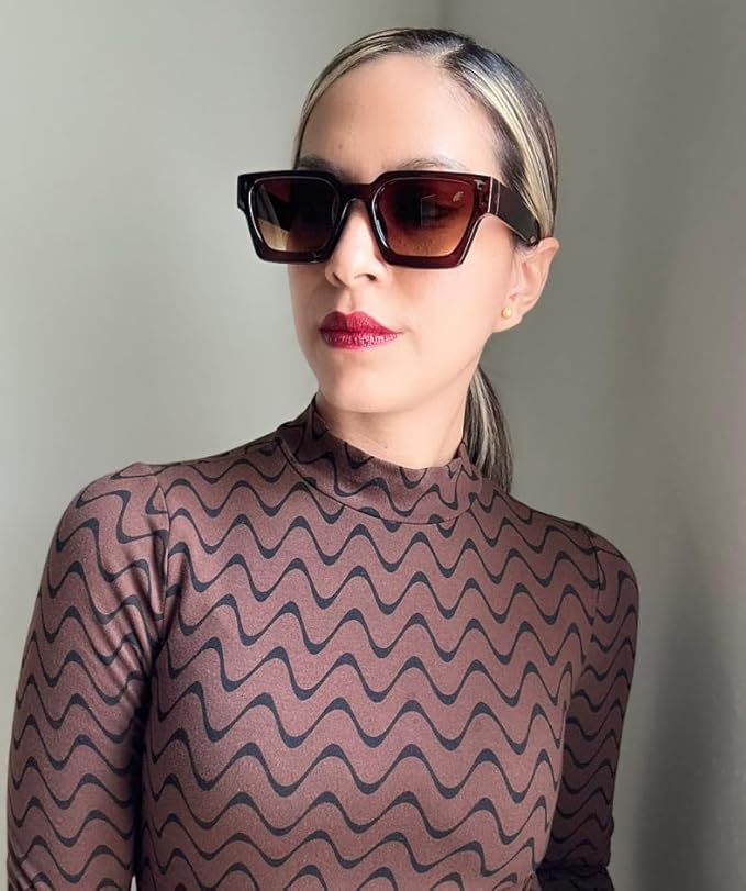 FEISEDY Retro 90s Square Sunglasses for Women Men Trendy Chunky Rectangle Sunglasses UV400 Protection B2385