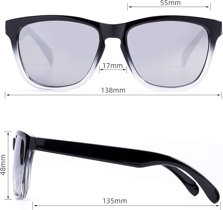 COLOSSEIN Sunglasses Womens,Classic Square Frame UV400 Mirrored Lens,Sunglasses Fit For Beach,Vacation,Driving