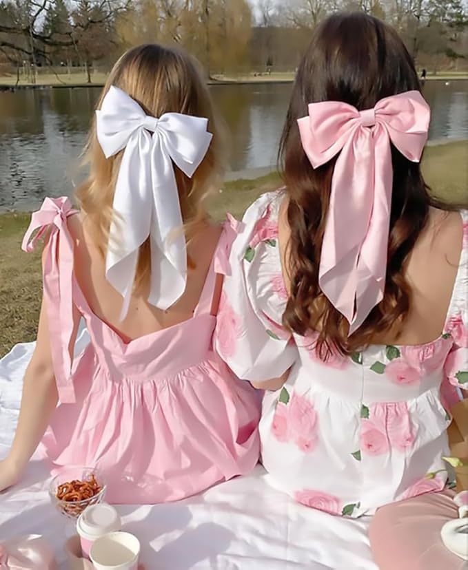 Mother's Day Hair Bows for Women Ribbon Bow Hair Clips with Long Tails Vintage Hair Accessories for Women Valentine Hair Bows Heart Hair Bow