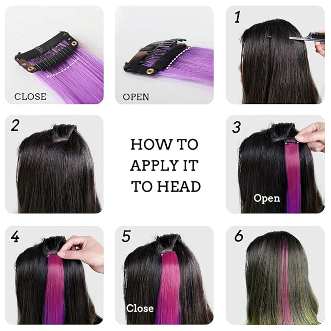 16Pcs Color Clip in Hair Extensions Purple Blue Multiple Color Hair 20inch Colorful Straight Fashion Clip on Hairpieces for Girls Women(Purple + Blue)