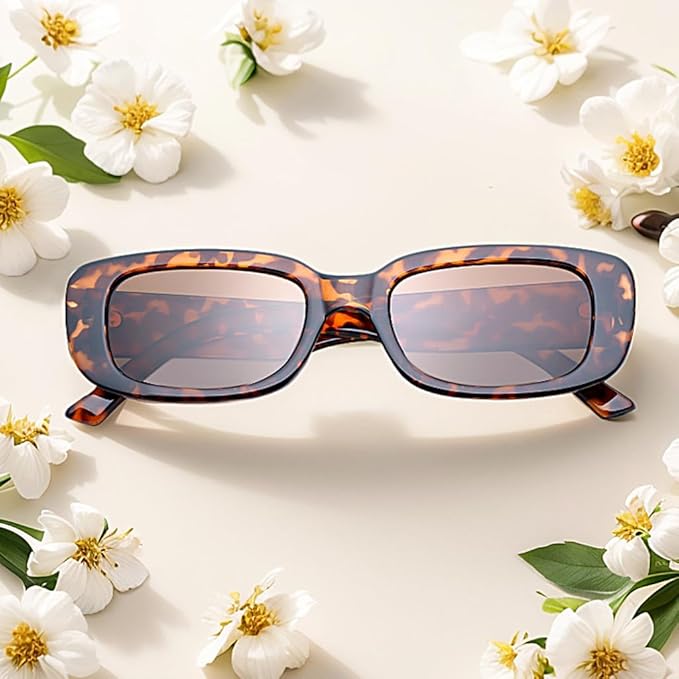 4 Pieces Retro Vintage Sunglasses Small Square Rectangle 90s Glasses Trendy Y2K for Women Aesthetic Accessories