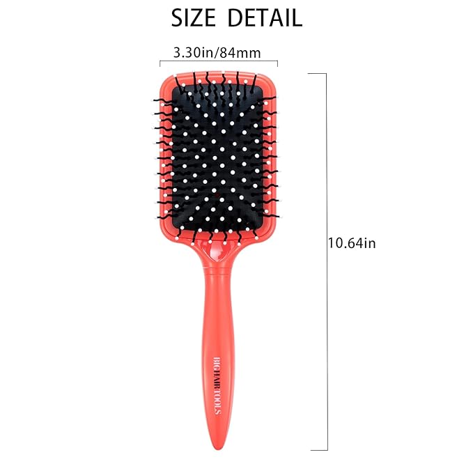 Big Hair Tools, Extra Large Paddle Brush, Cushion Hair Brush, Wavy Pins Reduce Knots and Tangles for Curly, Wavy, Long, Thick Hair