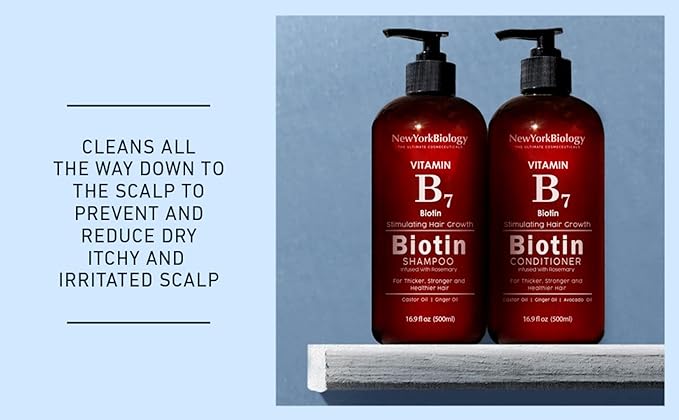 New York Biology Biotin Conditioner for Hair Growth and Thinning Thickening Formula for Hair Loss Treatment For Men & Women Anti Dandruff - 16.9 fl Oz