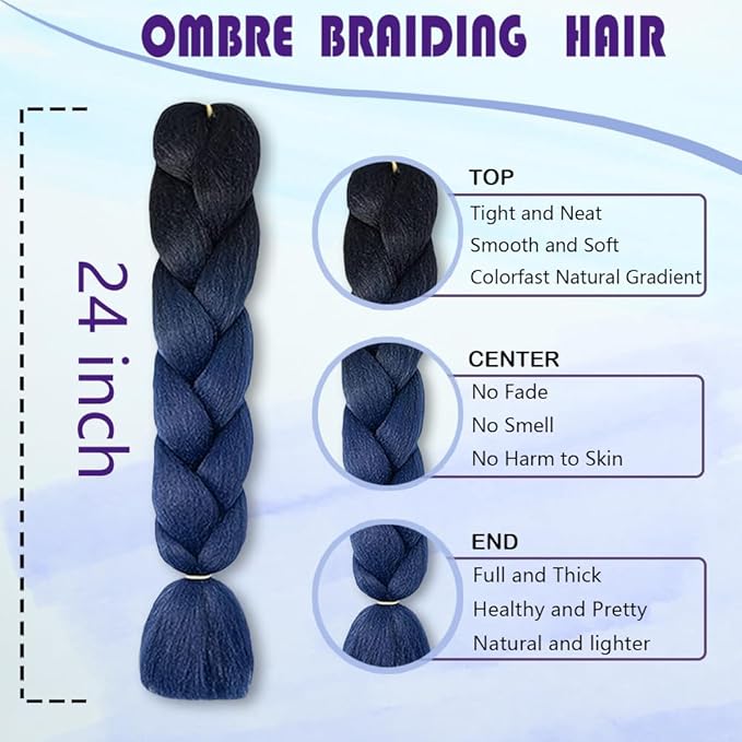 Ombre Braiding hair synthetic Crochet braids twist 24inch 3pcs/lot 100g Ombre two three tone Jumbo braid hair extensions Dreadlocks