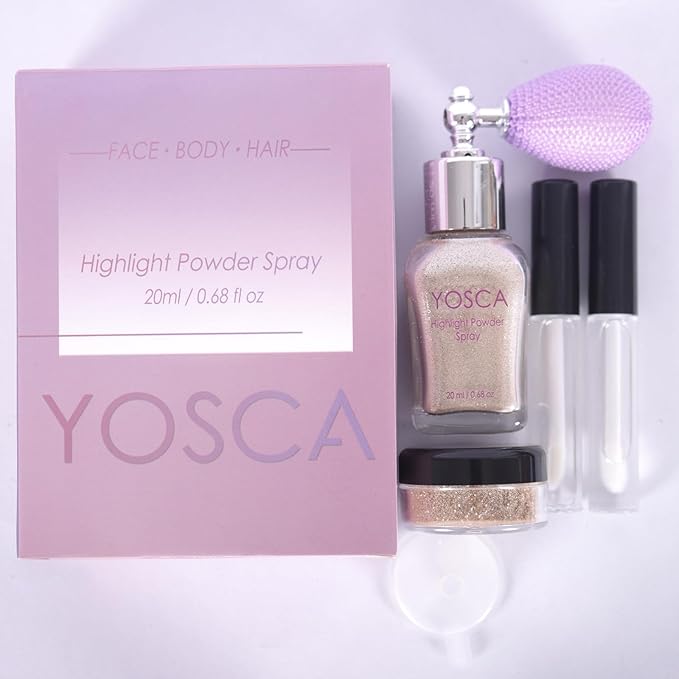 Yosca Body Glitter Spray, 30ML Loose Body Shimmer Powder Iridescent Hair Spray White Glitter Sparkle Highlighter Makeup Mardi Gras Festival Concert Party Rave Accessories for Clothes Hair Face Nail