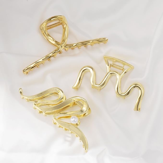 Mehayi 3 PCS Metal Large Hair Claw Clips for Thick Heavy Hair, Big Non-Slip Hair Catch Barrette Jaw Clamp, Strong Hold Claw Barrettes for Long Hair, Fashion Hair Styling Accessories for Women Girls