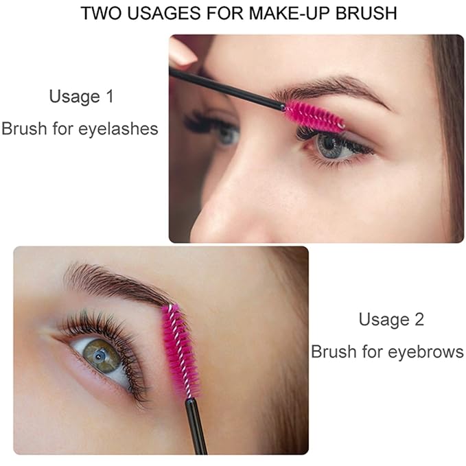 100PCS Disposable Eyelash Mascara Brushes for Eye Lashes Extension Eyebrow and Makeup(Rose)