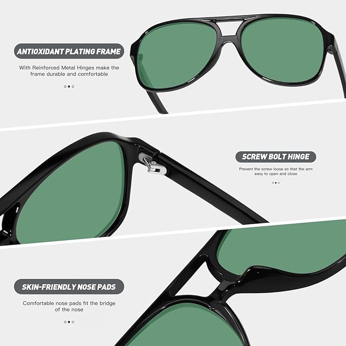 YDAOWKN Retro Aviator Sunglasses for Women Mens Large Frame Classic Vintage 70s Sun Glasses Aviators