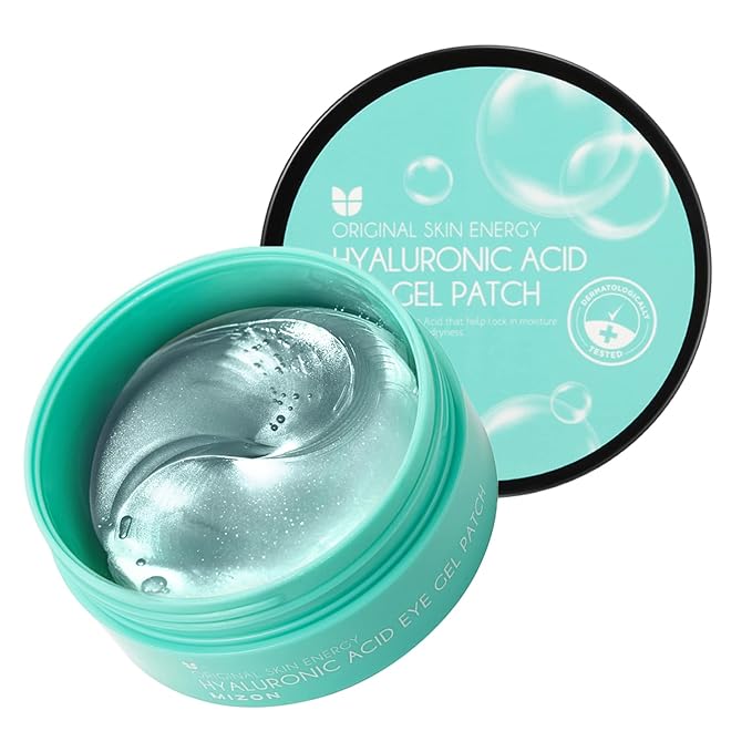 MIZON Hyaluronic Eye Gel Patch with Triple Hyaluronic Acid and Seaweed Extracts for Deep Hydration, Plumping, and Soothing – 60pcs – Improves Dryness and Smooth Texture