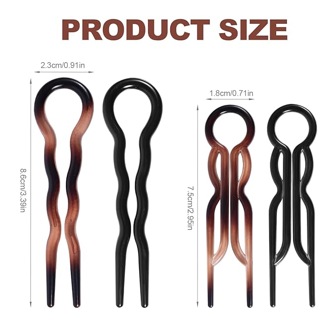 4pcs Hair Pin, 2 Styles 2025 New Elegant French Twist U-Shaped Hairpin Clips Accessories Supplies for Women All Hair Types & Any Occasion