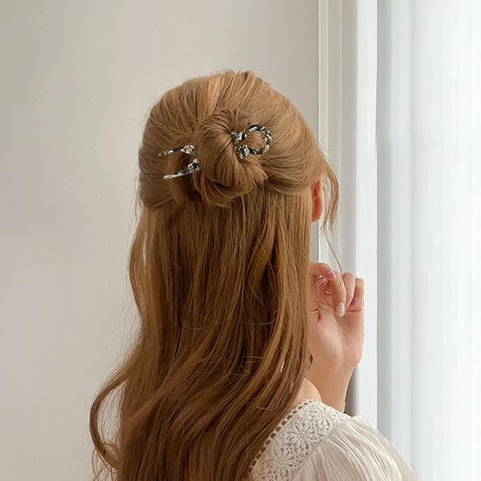 4PCS Hair Pins for Women,French Hair Pin,Lialys Hair Pins for Thin Thick Hair,2 Unique Patterns (4PCS(D))