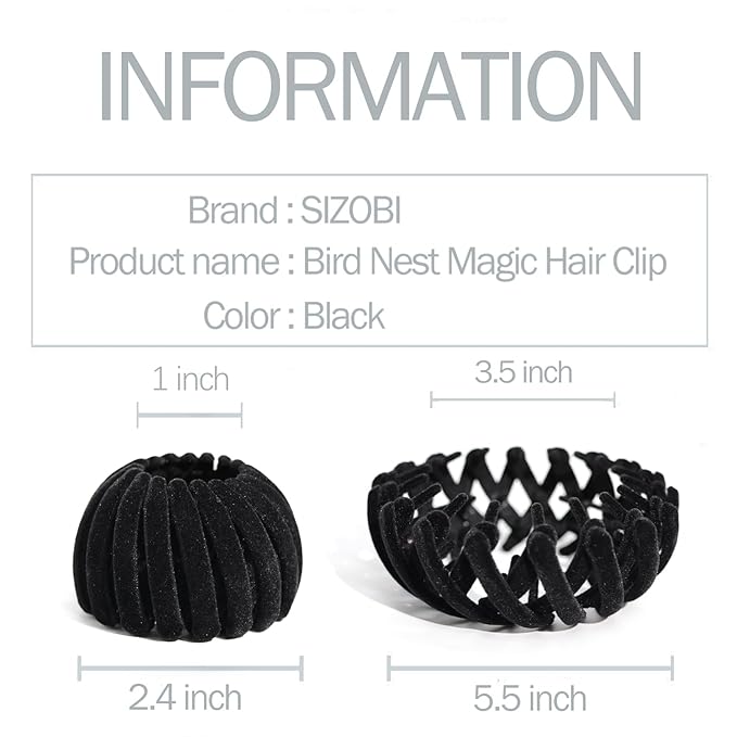 Bird Nest Magic Hair Clip, Hair Bun Maker Hair Accessories for Thick Thin Hair,4 Black