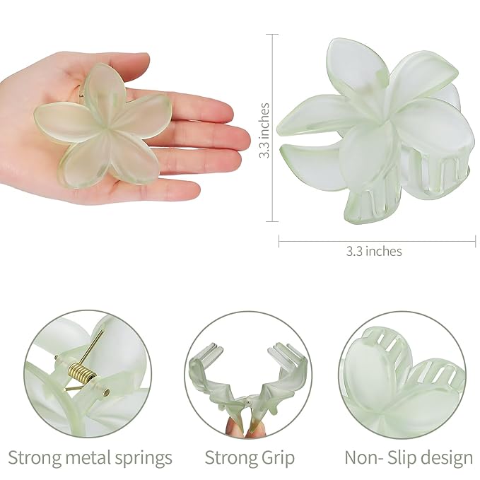 Hawaiian Flower Hair Clips for Women 6 Pack Flower Hair Claw Clips Plumeria Claw Clips for Thin Hair Large Claw Clips for Thick Hair Beach Tropical Hair Accessories for Girls - Ice cream