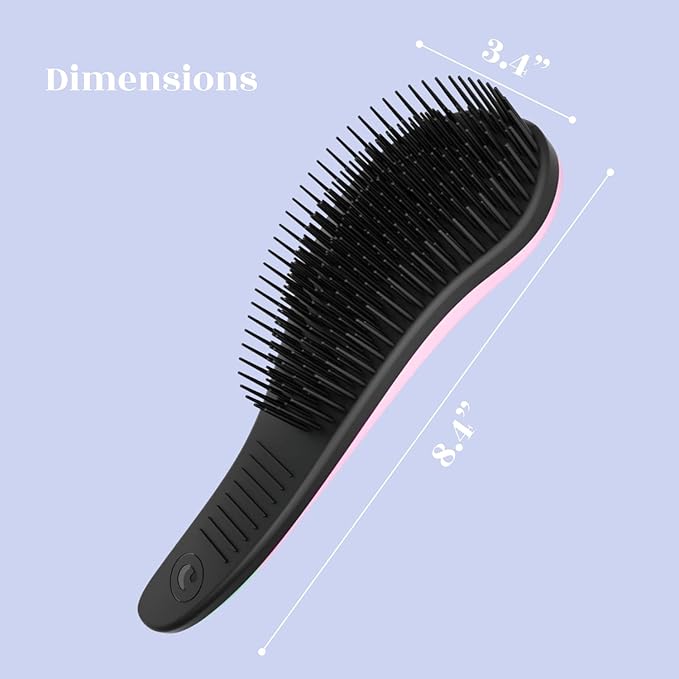 Crave Naturals Biggie Glide Thru Hair Brush - Detangler Brush for Curly, Straight, Wet or Dry Hair - Gentle Detangling Brushes for Adults, Kids, Toddlers - Hair Accessories for Women, 8.4"x3.4" - Pink