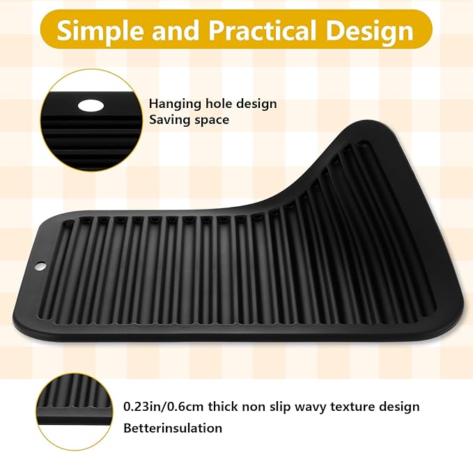 Large Heat-Resistant Mat for Styling Tools - 12"x9" Professional Flat Iron Mat, Travel Silicone Mat for Curling Irons, Hair Straighteners, Blow Dryers, and Salon Appliances, Black