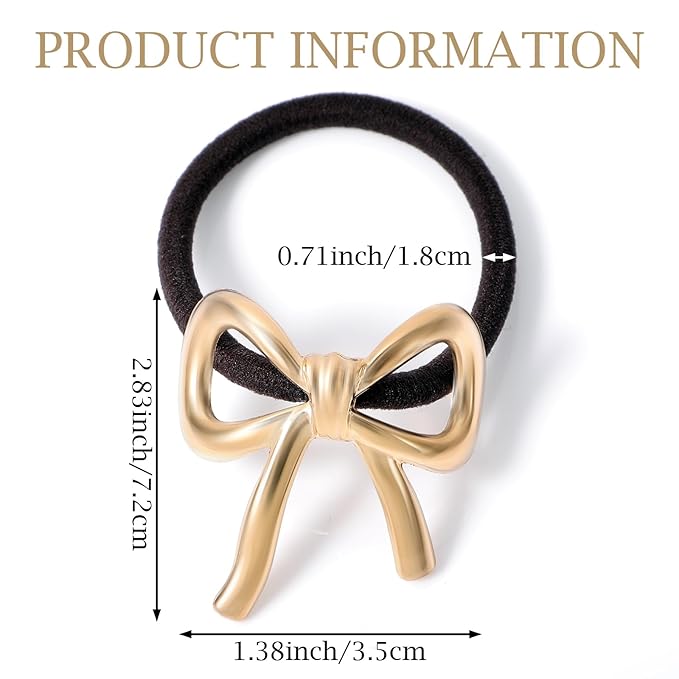 4 Pcs Bowknot Hair Ties for Women Elegant Gold Silver Bow Ponytail Holder Metal Elastic Hair Scrunchies Cute Rubber Bands Hair Ropes for Girls Thick Thin Curly Hair Styling Accessories