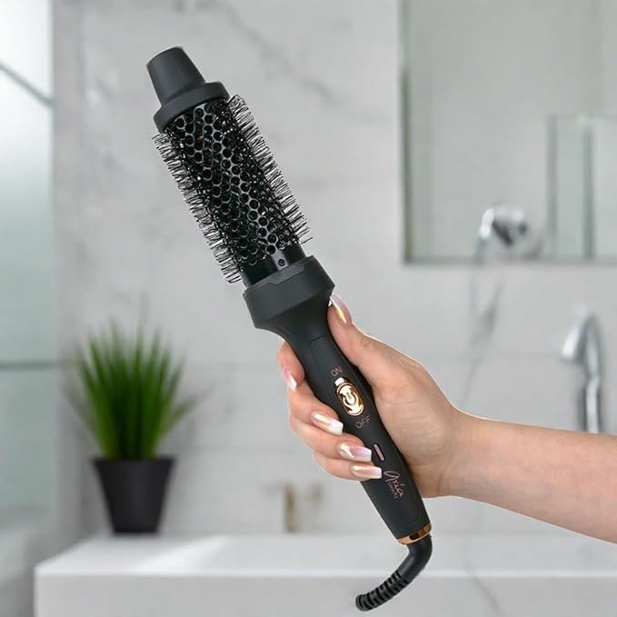 Aria Beauty HairGoals Hot Styling Brush - Hair Dryer and Blow Dryer with Round Brush Adds Volume - Achieves Perfect Blowout Effect - Black - 1 pc