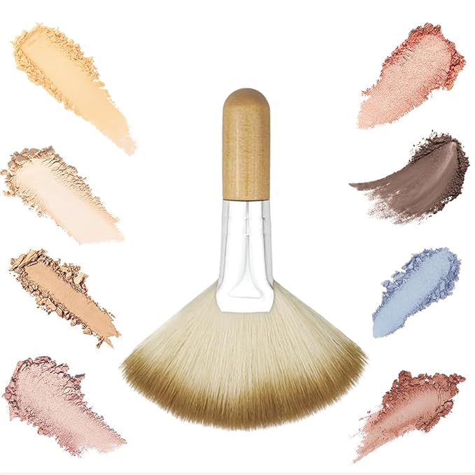 4 Pack Fan Brushes for Women Face Soft Bristle Highlighting Brush Facial Applicator Brushes with Handle Face Makeup Tools (Style 3)