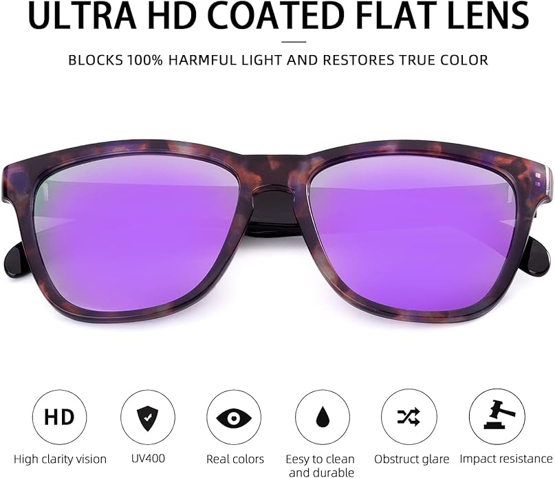 COLOSSEIN Sunglasses Womens,Classic Square Frame UV400 Mirrored Lens,Sunglasses Fit For Beach,Vacation,Driving