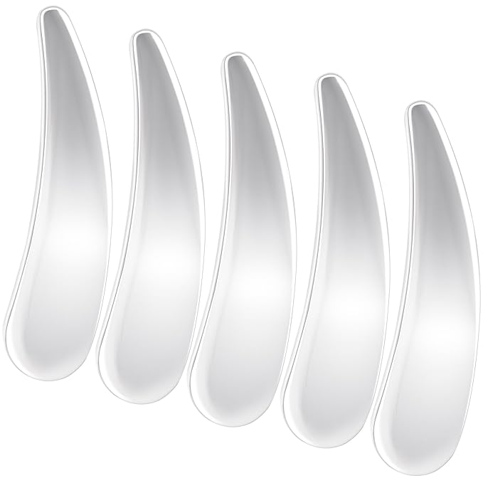 5pcs Mini Metal Cosmetic Spatulas, Reusable Makeup Scoop Skincare Spatula, Facial Beauty Accessories for Facial Cream Mask Essence Mixing and Sampling- Silver