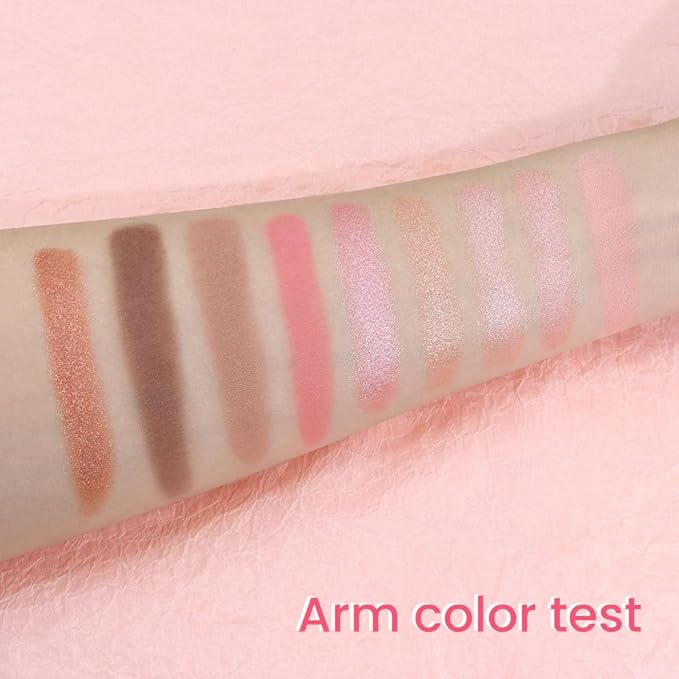 AMY'S DIARY Pink Shimmer Eye Shadow Makeup Palette 9 Colors, Highly Pigmented Matte Glitter Shimmer Pearl Waterproof Party Sparkling Eyeshadow Palette (01#)