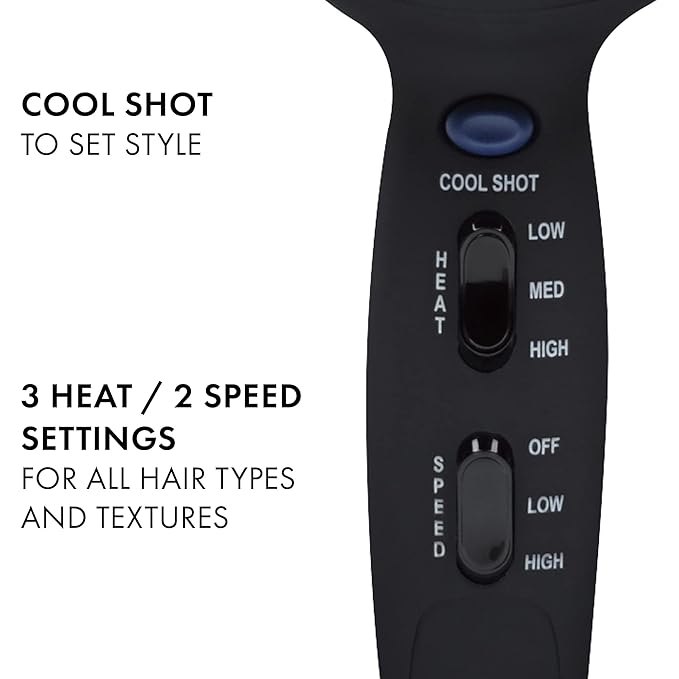 Hot Tools Pro Artist Turbo Styling Hair Dryer | Lightweight and Quiet, Silver/Black, 1 Count (Pack of 1)
